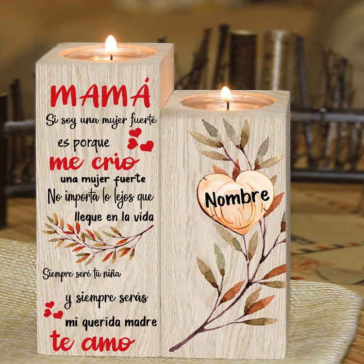 A Mi madre-candelero de madera de dos piezas sin candela 1 nombre