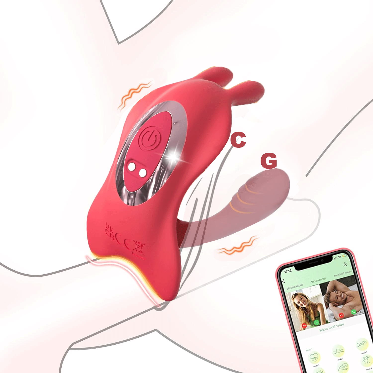 Roselle &ndash; Smart App-Controlled Wearable Rabbit Vibrator for Couples, Dual G-Spot & Clitoral Pleasure By Rose Toy