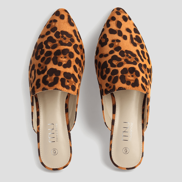 【PORTERNA】Urban leopard mules Best Selling Point Toe Mules - Stylish & Comfortable