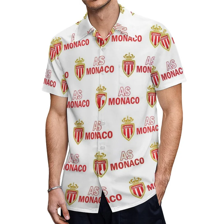 AS Monaco Kurzärmelige Herrenhemden, Passform Sommer Kurzarm Casual Button-Down Hemden