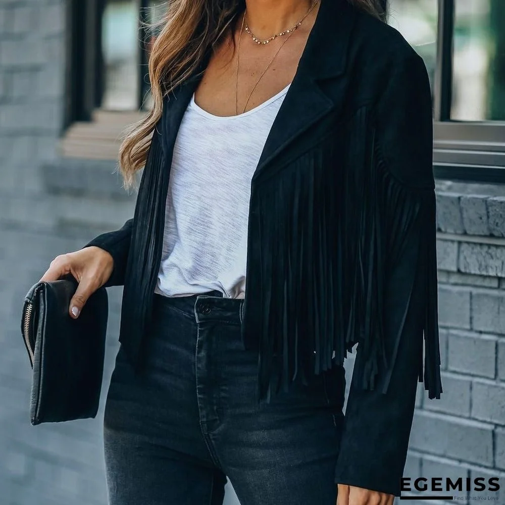 Long Sleeve Printed Tassel Jacket Women | EGEMISS