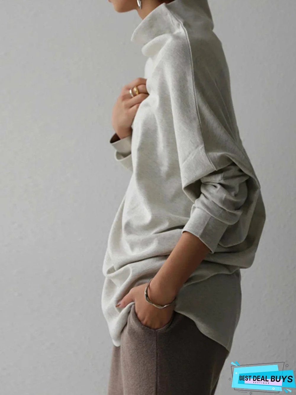 Long Sleeve Cotton-Blend Sweatshirt