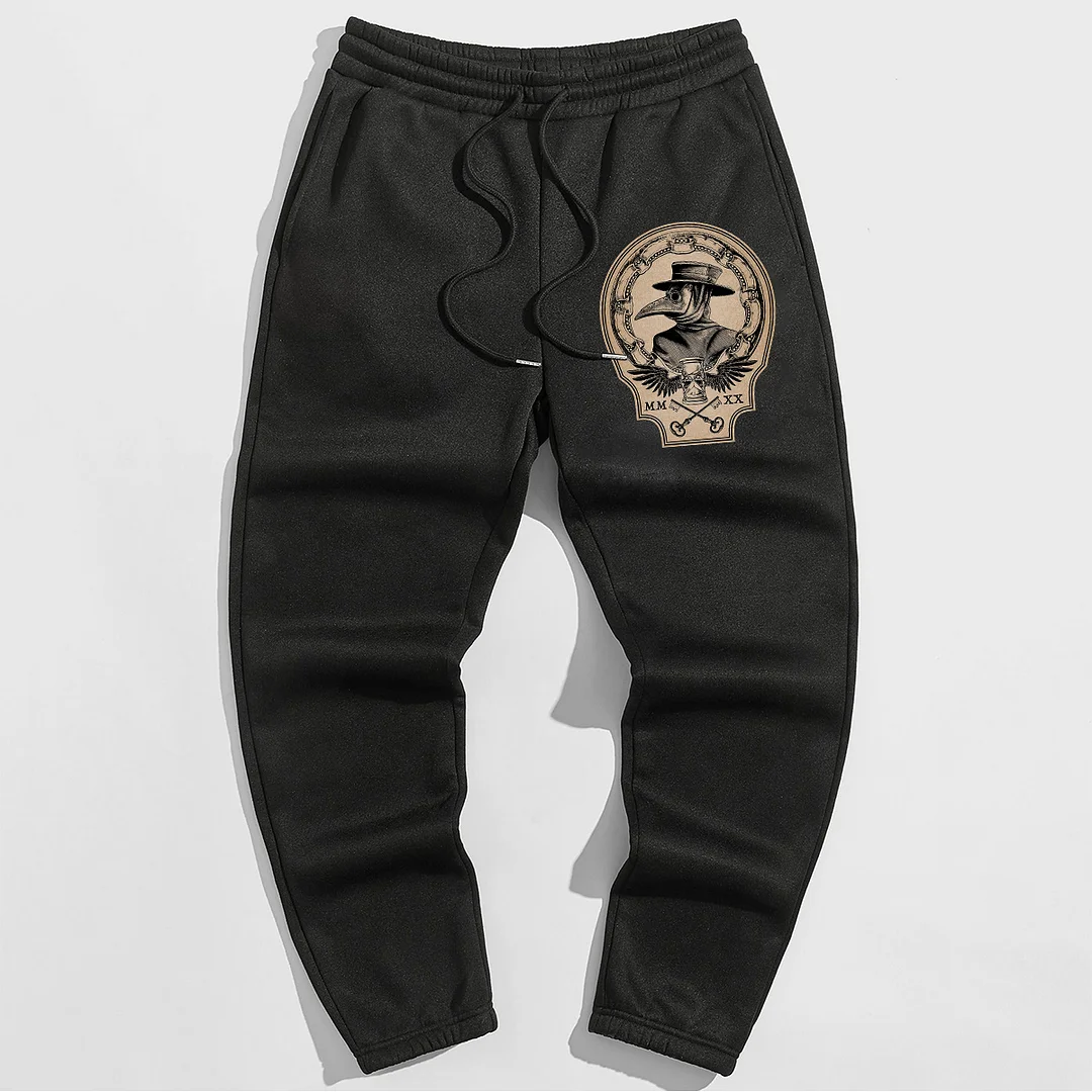 Vintage Plague Doctor Print Men's Sweatpants