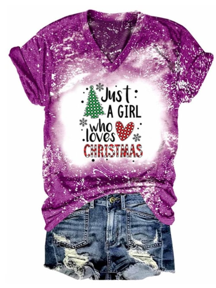 Vefave Christmas Tree And Hearts Print Tie Dye T Shirt