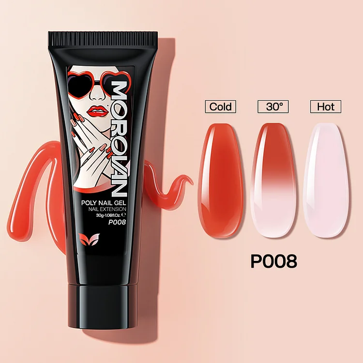 Temperature Color Changing Crimson Orange Poly Nail Gel 30ml