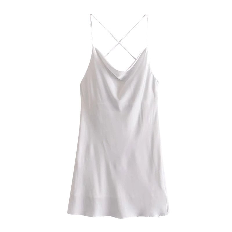 KPYTOMOA Women 2021 Fashion With Lining Soft Touch Mini Dress Vintage Backless Cross Thin Straps Female Dresses Mujer
