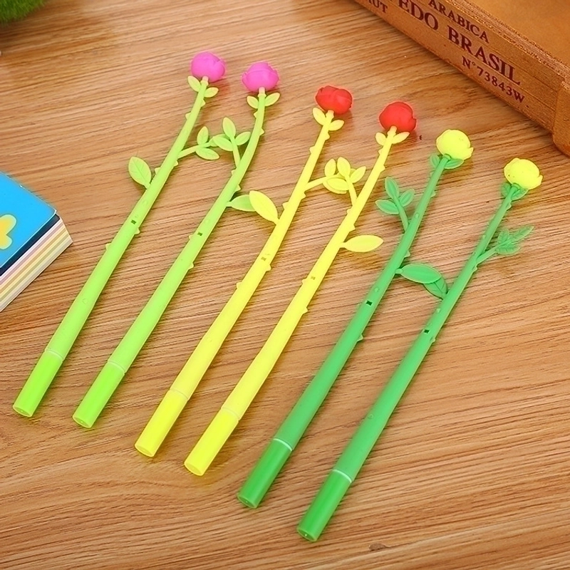 Creative Stationery Fresh Flower Shape Gel Pen Cute Cartoon Rose Office Learning Water-based Sign Pen