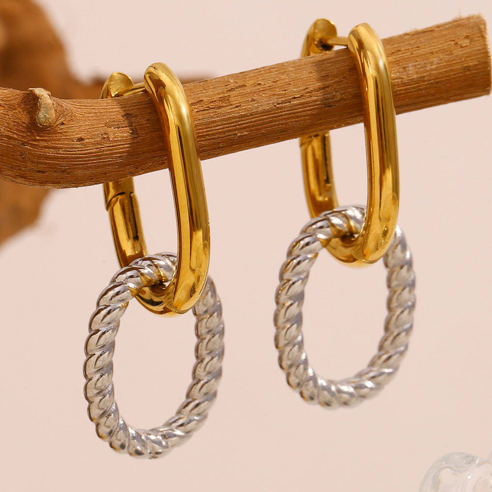 Hot Selling Personality Geometric Irregular Simple Versatile Earrings Stainless Steel Plated 18K Gold Twist U-Shaped Earrings For Women3