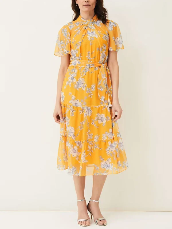 Layered Airy Mesh Print Women's Dress
