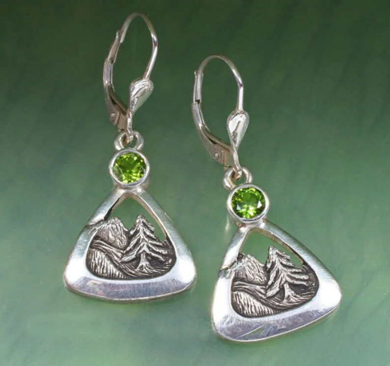 Peridot Earrings Silver Color Earrings Wedding Engagement Jewelry Fine Earrings For Women Special Gift