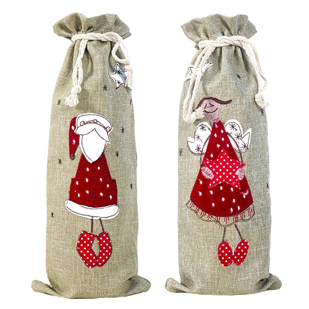 

Xmas Wine Bottle Cover Bundle Embroidery Old Man Angel New Year Party Decor, Santa claus, 501 Original