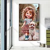 (40*70cm)Little Girl and Dog - Full Round Drill Diamond Painting