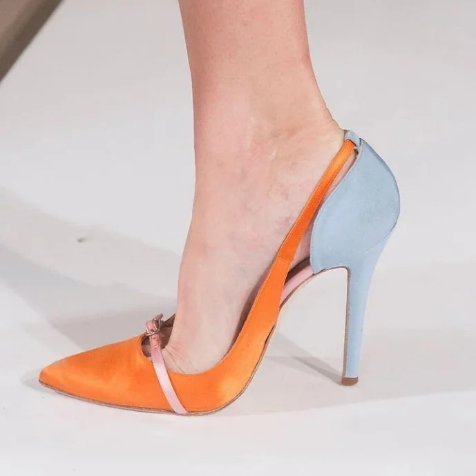 Orange and Light Blue Stiletto Heels Pumps Vdcoo