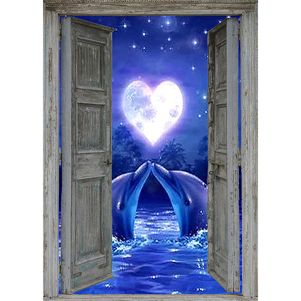 

Blue Dolphin Gate - Round Drill Diamond Painting - 30*40CM, 501 Original