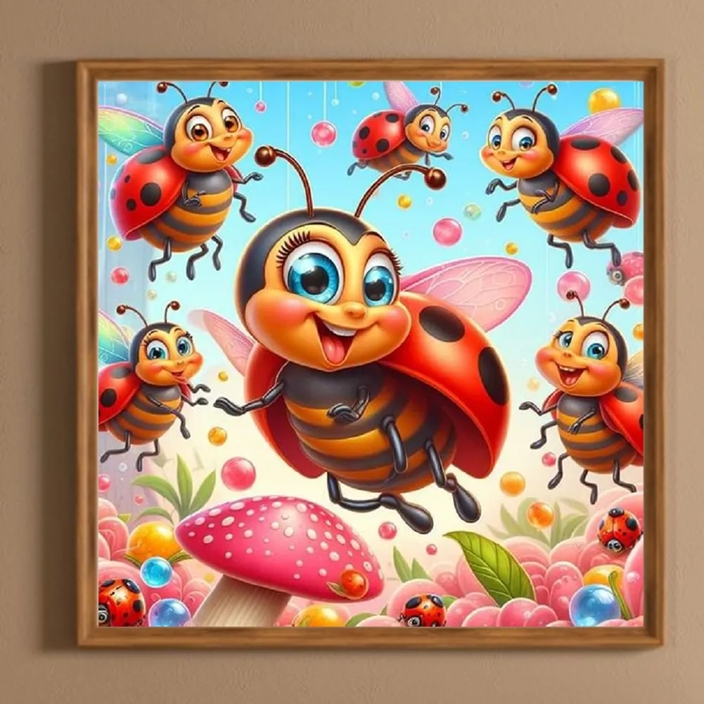 Diamond Painting - Full Round Drill - Ladybug(Canvas|30*30cm)