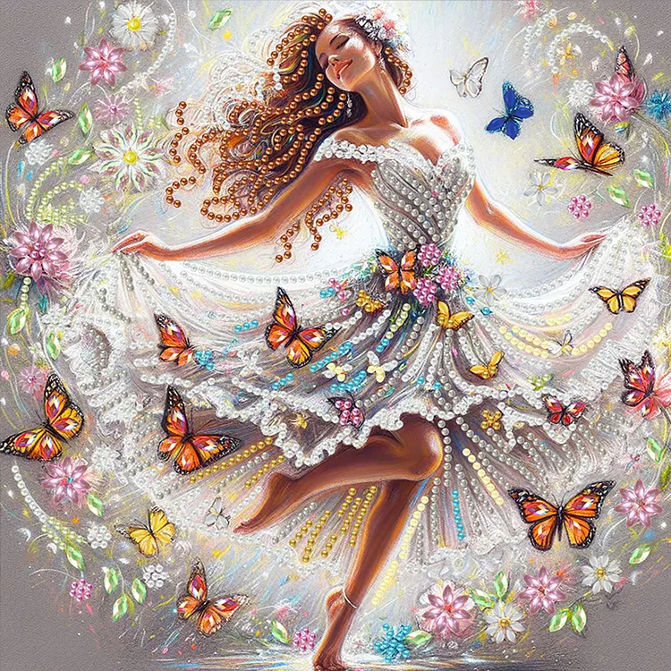Butterfly Dancing Girl 30*30cm(canvas) Special Shaped Drill Diamond Painting(With Gift Box) gbfke