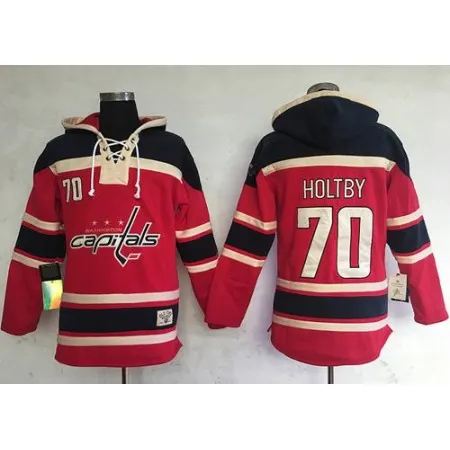 Capitals #70 Braden Holtby Red Sawyer Hooded Sweatshirt Stitched NHL Jersey