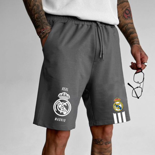 Men's Dark Gray Loose Casual Football Style Print Shorts / TECHWEAR CLUB / Techwear