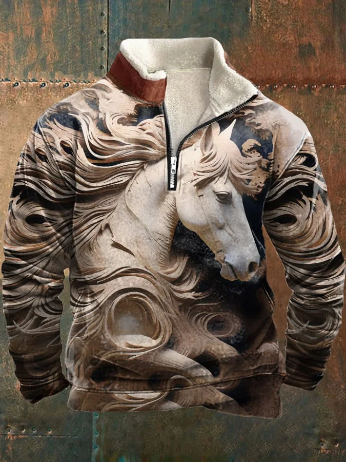 Men's 3D Retro Horse Print Sweatshirt