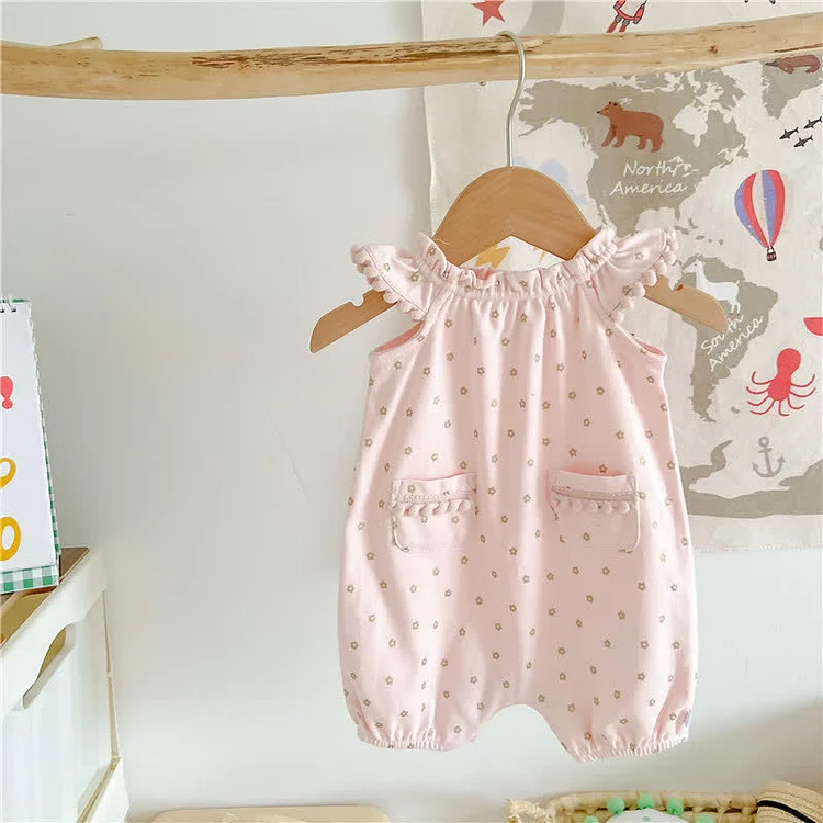 Baby Flower Ruffled Sleeveless Newborn Romper