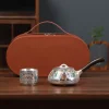 Multifunctional Ceramic Teapot Sterling Silver Side Handle Teapot Fairness Cup Kung Fu Tea Set Silver Plated Health Anti-Scalding Teapot Portable Travel Tea Set