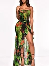 See-Through Irregular Clipping Bandeau Maxi Dress