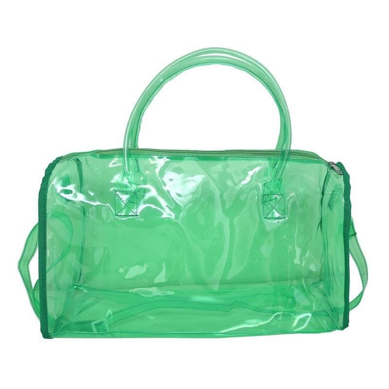 Unisex PVC Solid Color Basic Square Zipper Travel Bag