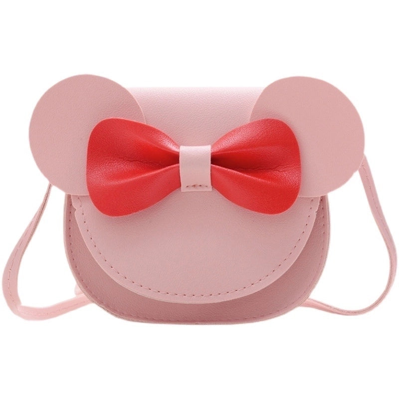 Women’s Small Pu Leather Solid Color Bow Knot Cute Round Flip Cover Crossbody Bag
