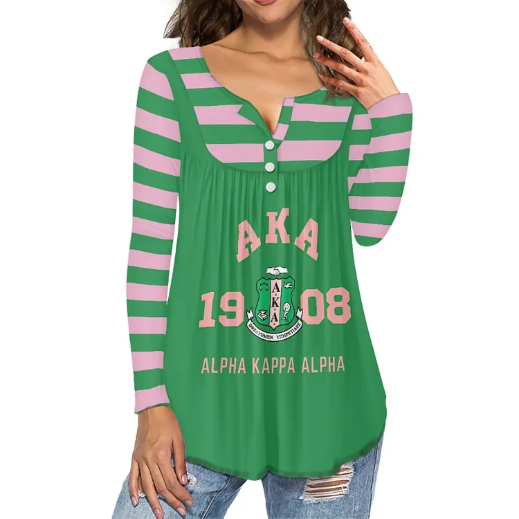 Striped crew neck long sleeve T-shirt