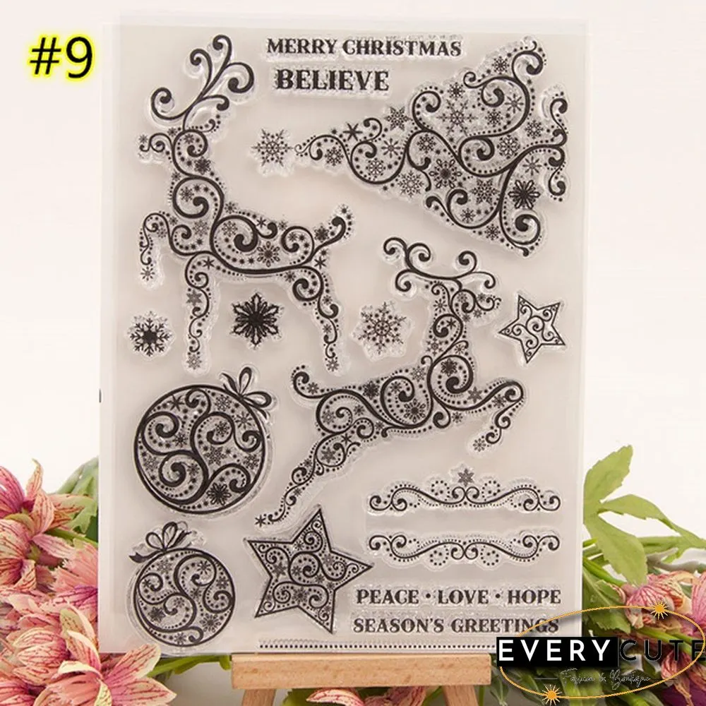 Santa Claus Merry Christmas Transparent Clear Stamps for Scrapbooking DIY Silicone Seals
