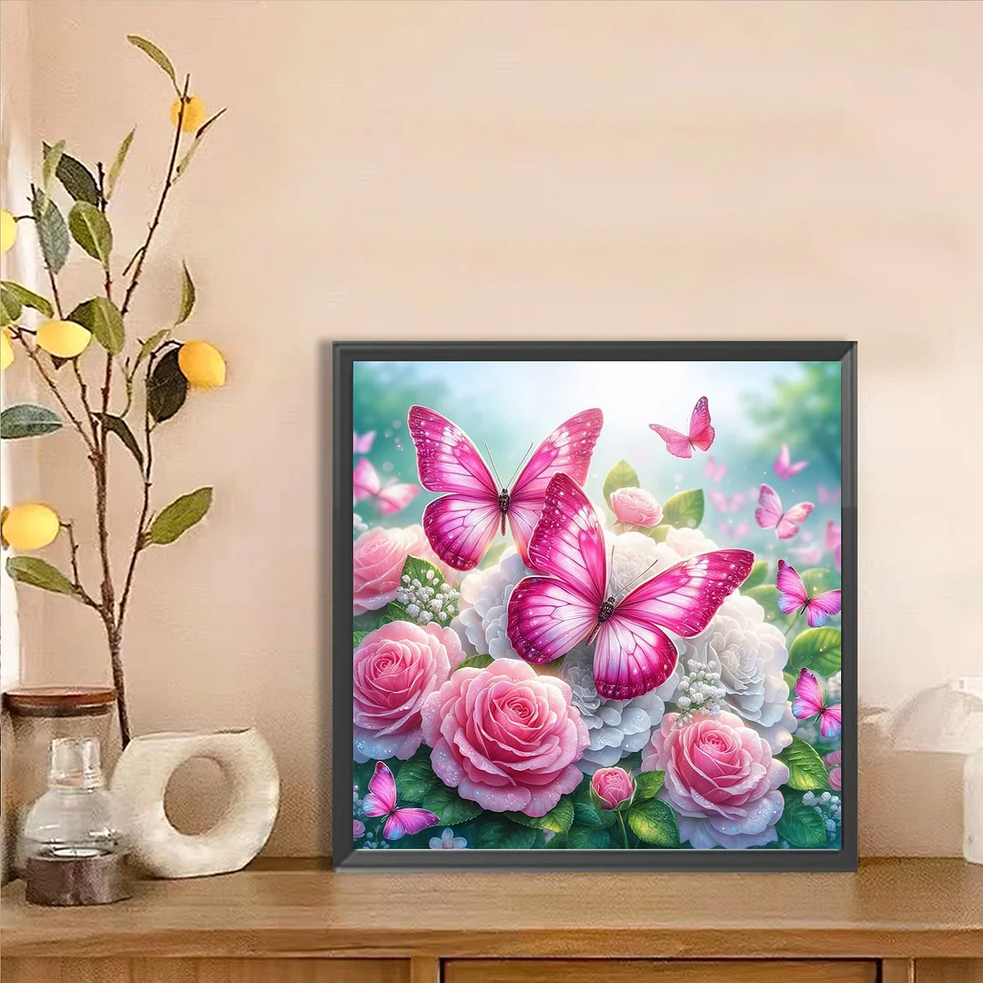 Diamond Painting - Full Round Drill - Butterfly Flower(Canvas|30*30cm)