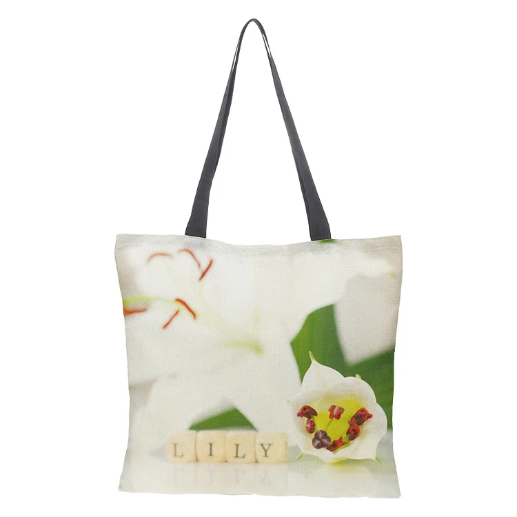Linen Eco-friendly Tote Bag - Flower
