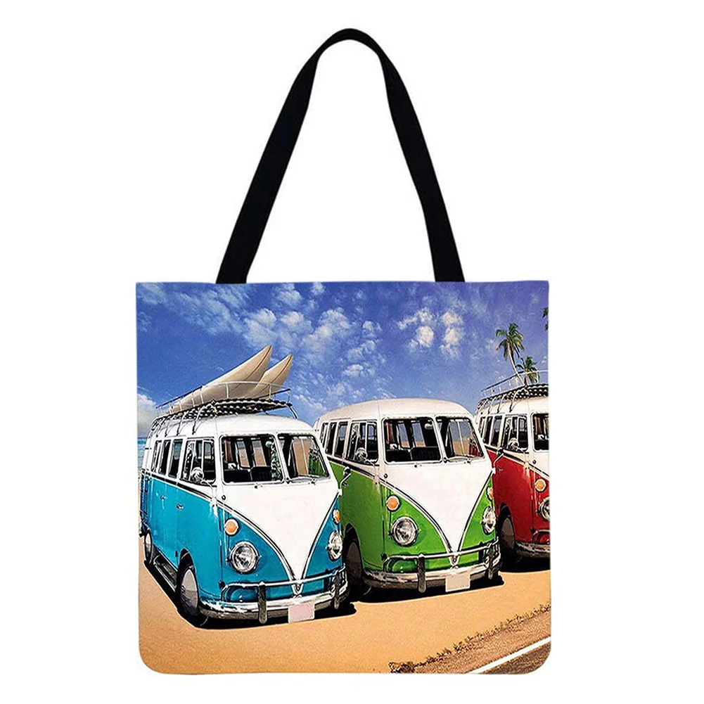 Linen Tote Bag-Buses