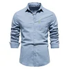 Men's No-iron Casual Solid Color Denim Long-sleeved Shirt