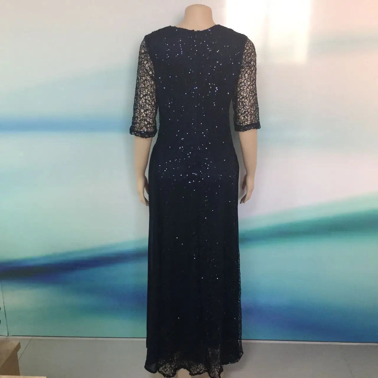 Round Neck Sleeve Dress Evening Party Long Dress