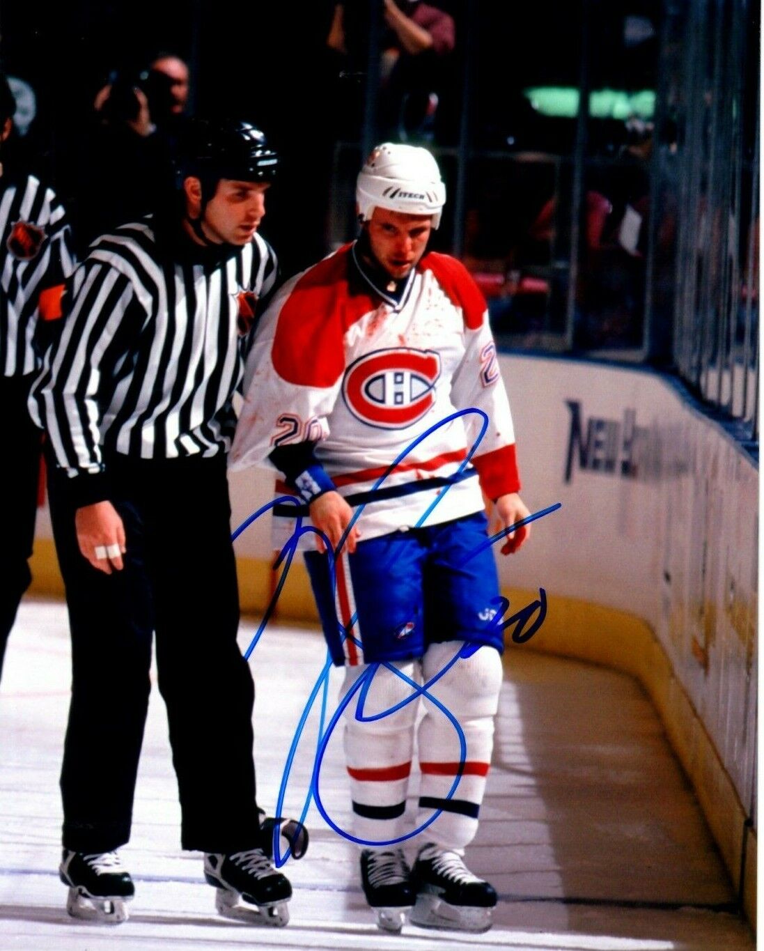 P.J. STOCK autographed SIGNED MONTREAL CANADIENS 8X10 fight