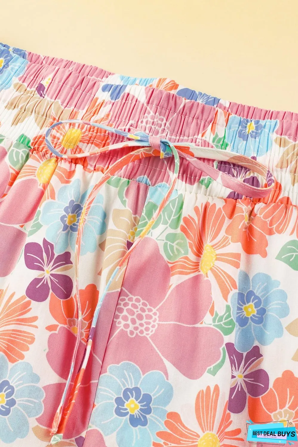 Floral Smocked Waist Loose Pants