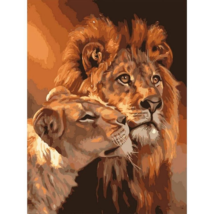 Snuggle Lions - Painting By Numbers - 40x50cm