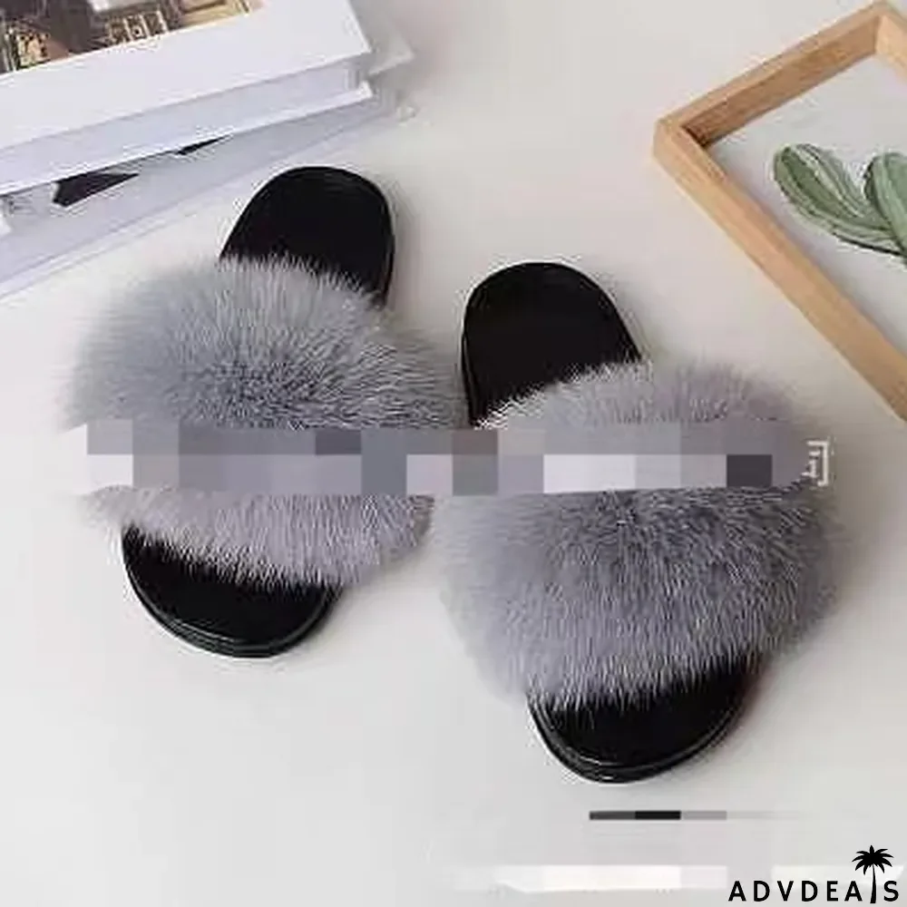 Furry Slippers Flat Half-drag Slippers