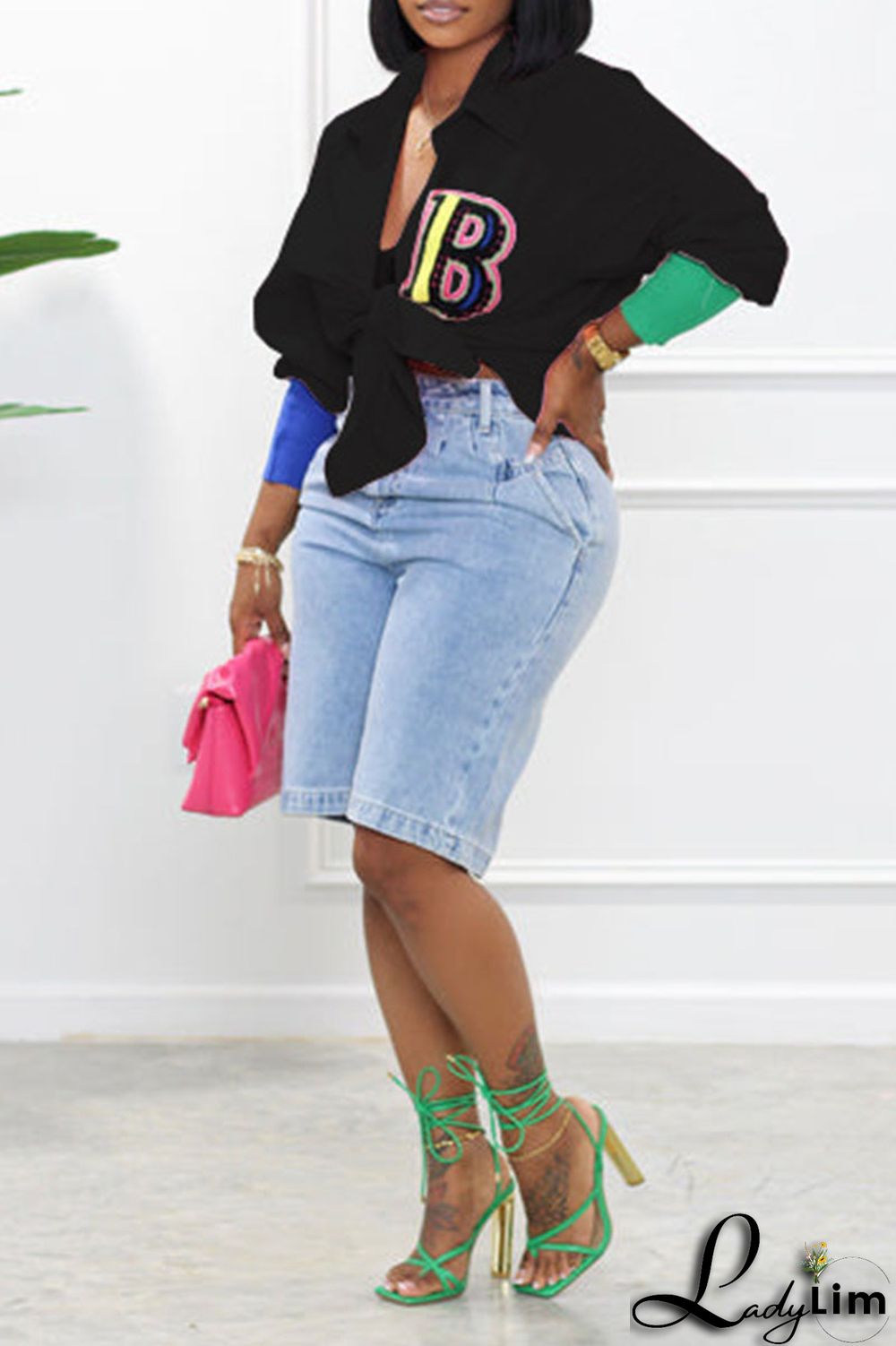 White Casual Solid Embroidered Patchwork Buckle Turndown Collar Tops