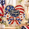 DIY Diamond Painting Acrylic Hanging Ornament, Pearl & Special Shaped Drill Art, Double-Sided Printed Patriotic Home Decor(Never Forget Heart)