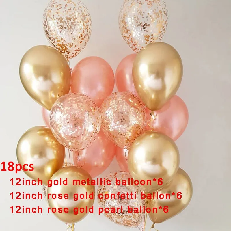 Rose Gold Number Foil Balloon Party Decorations Wedding Happy Birthday Party Kids Baby Shower Boy Girl Decor First 1st Supplies