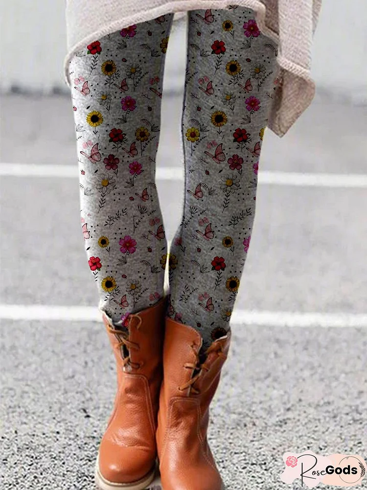 Cotton-Blend Floral-Print Floral Leggings