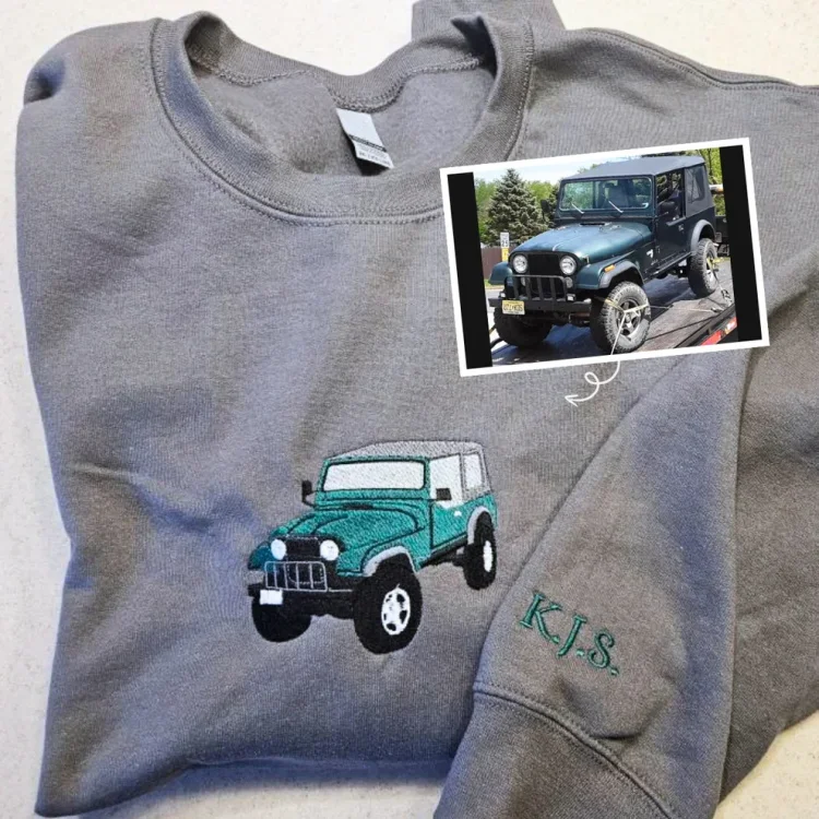 TOSCUSTOM™ Custom Embroidered Car Photo Tee Personalized Car Lovers Shirt