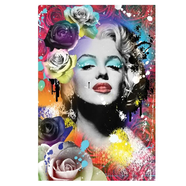 Marilyn Monroe Flowers Pop Art Prints Canvas Painting on The Wall Portrait Posters Modern Wall Art Picture for Living Room Decor
