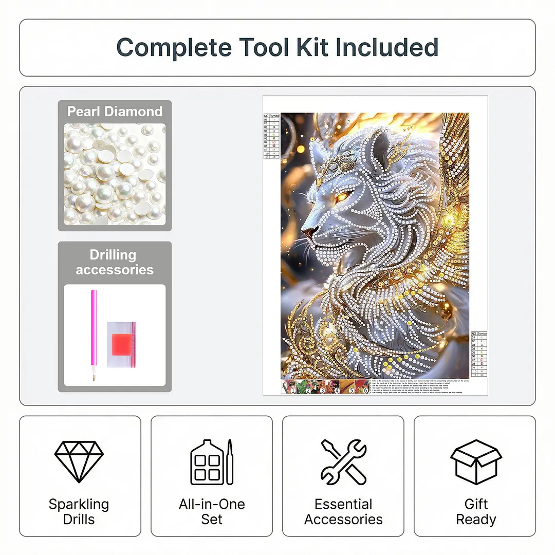 Pearl Painting Kit for Adults Winged Lion 11.81x15.75in
