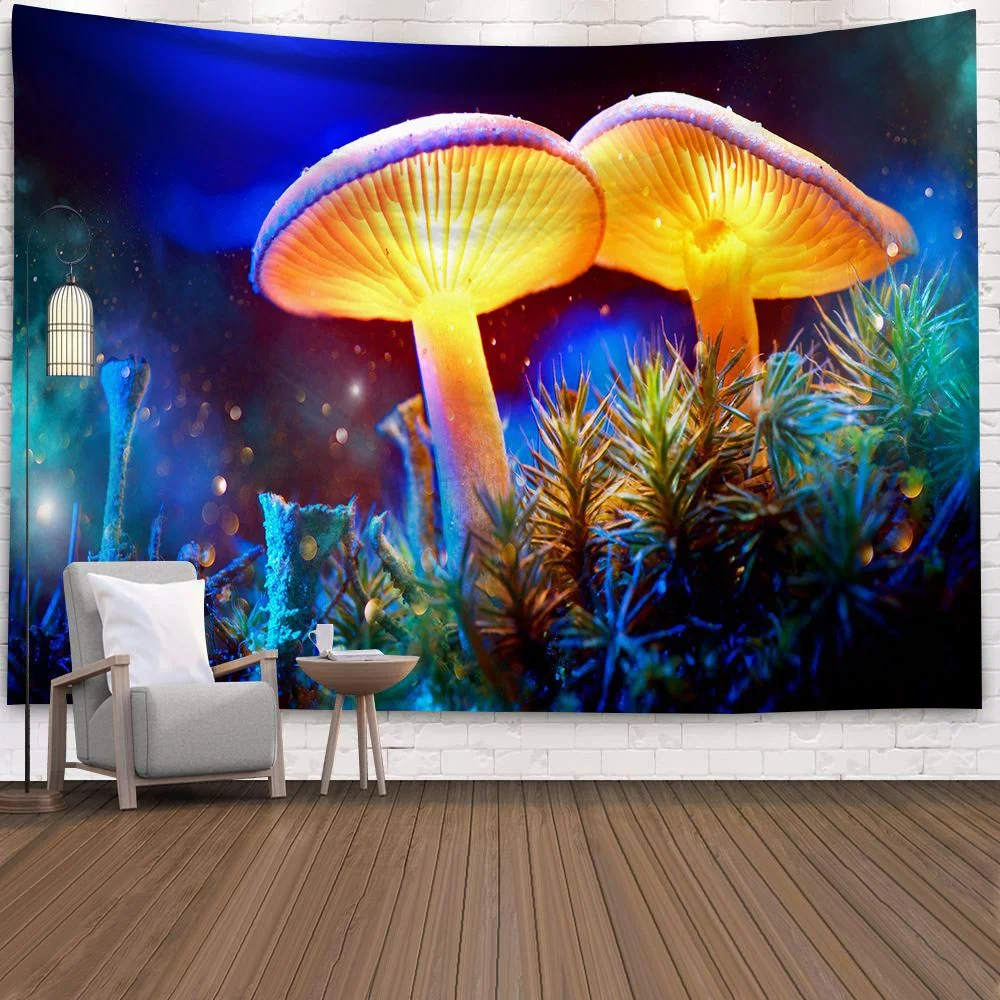 Hippy Psychedelic Dreamlike Mushroom Tapestry Home Bedroom Abstract Trippy Fairy Tale Wall Hanging Tapestry Decor Beach Towel