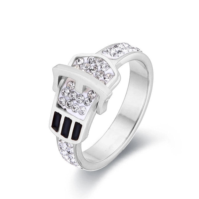 Novelty Belts Titanium Steel Zircon 18K Gold Plated Plating Inlay Rings