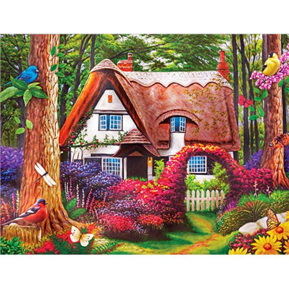 

30x40cm Round Drill Diamond Painting-House in Woods, 501 Original