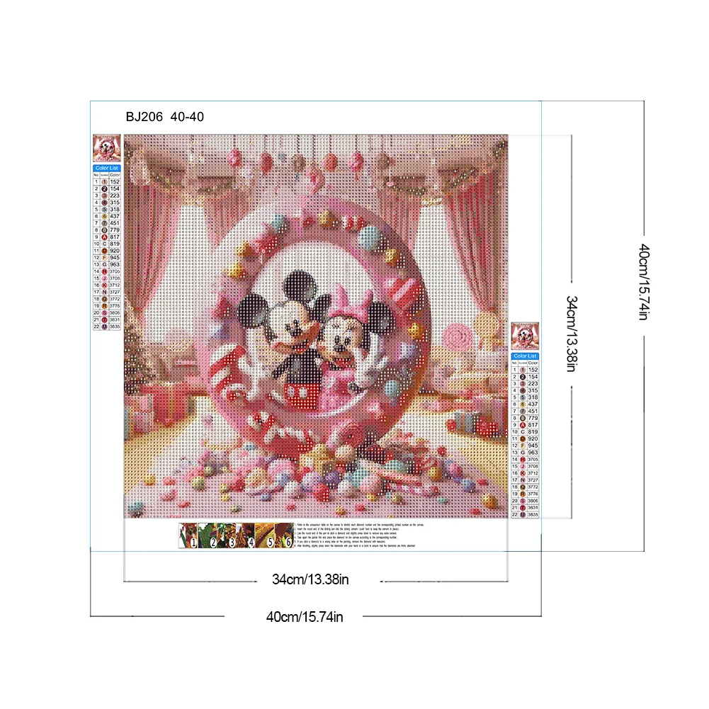 Full Round Diamond Painting 40*40cm - Mickey Minnie Alphabet